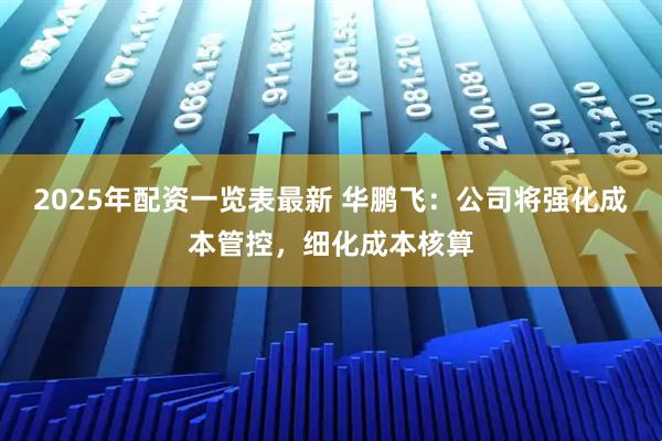 2025年配资一览表最新 华鹏飞：公司将强化成本管控，细化成本核算